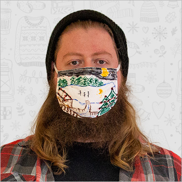 Sean Legge wearing his holiday face mask